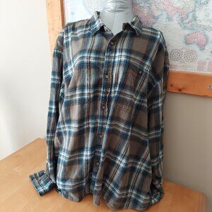 Old Navy Oversized Gender-Neutral Patterned Flannel Shirt Gray Olive Size XXXL